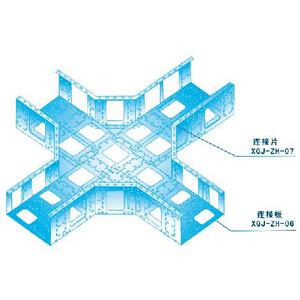 組合式橋架水平四通組裝示意